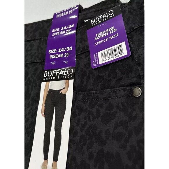 Buffalo High Rise Sz 6 Stretch Tencel Skinny Pants Hanna Black Tonal Leopard NWT - Picture 7 of 7